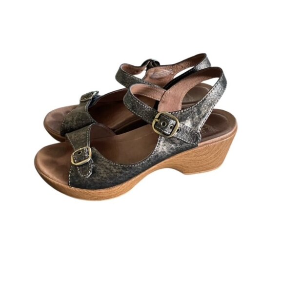 Dansko Joanie Pewter Burnished Metallic Sandal 38 - Picture 2 of 7